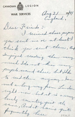 Letter from Gnr. C.R. Lyon to Eliza J. Padginton