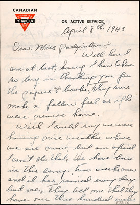 Letter from Cpl. G. C. Shier to Eliza J. Padginton