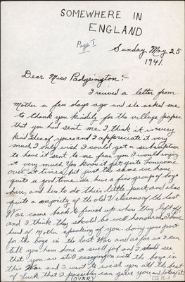 Letter from Keith Webb to Eliza J. Padginton