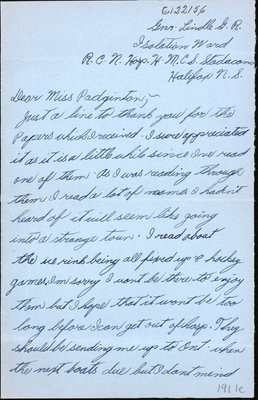 Letter from G. Robert Lindle to Eliza J. Padginton