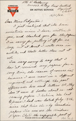 Letter from Ken C. Bellamy to Eliza J. Padginton