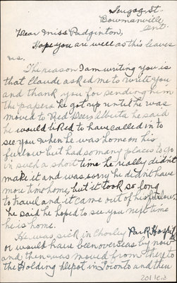 Letter from Mrs. Ernest Turney to Eliza J. Padginton