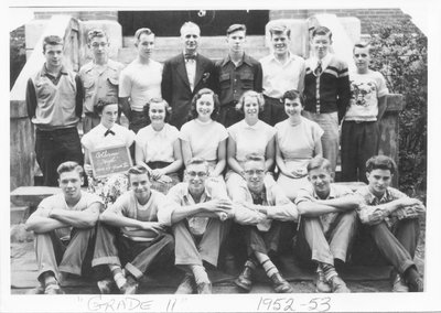 Class photograph, Colborne High School,Grade 11, Colborne, Cramahe Township, 1952-53