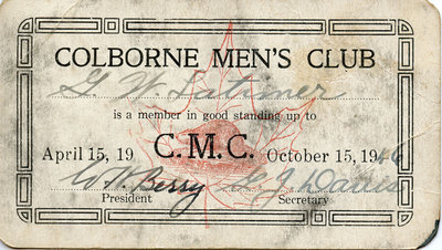 Colborne Men's Club Membership Card