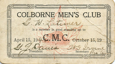 Colborne Men's Club Membership Card