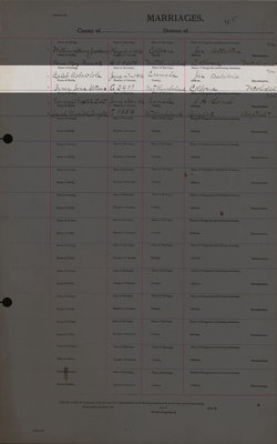 Caleb Robert Cole and Irma Iona Stimers, Marriage Register, County of Northumberland, Division of Cramahe