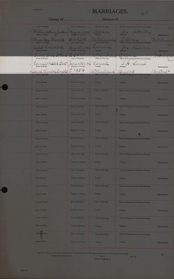 Ernest Milton Gate and Sarah Elizabeth Campbell, Marriage Register, County of Northumberland, Division of Cramahe