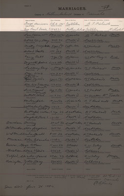 George Harrison and Eva Pearl Isaic, Marriage Register, County of Northumberland, Division of Cramahe