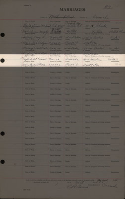 Albert Francis Taylor and Bessie Marie Carr, Marriage Register, County of Northumberland, Division of Cramahe