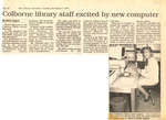 "Colborne library staff excited by new computer" newspaper clipping
