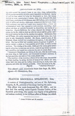 &quot;Francis Brockell Spilsbury&quot; Royal Biography... Supplement (part IV), London, 1830, pp.89-93.