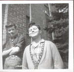 Photograph of Gord McDonald and Roger Kilner outside Colborne High School
