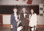 Sandra (nee Cook) Baker, Wiliam R. Baxter, and Penny (nee Cook) Foster, Colborne High School Reunion, Colborne Arena, 1977