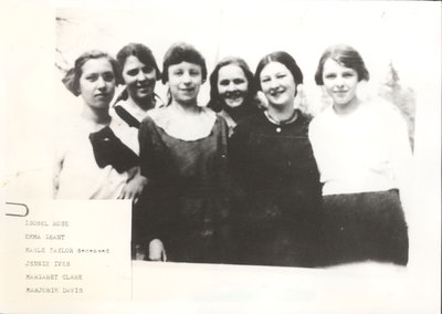 Isobel Rose, Emma Grant, Mable Taylor, Jennie Ives, Margaret Clare, and Marjorie Davis