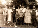 Reproduction photograph of John R. Black, Winnie (nee Black) Ralph, Robert Kerr, Hattie Edna (nee Black) Kerr, John S. Black, Byrne M. Black, Bertha (nee McCabe) Black, James Ralph, and Harry Kerr
