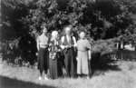 Reproduction photograph of Hattie E. (nee Black) Kerr, Lily Flindall, Robert Kerr, and Bea Flindall, Oak Hill Lake
