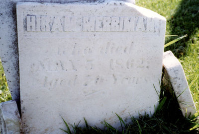 Hiram Merriman headstone, Colborne cemetery, Cramahe Township