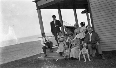 Photograph of family at the Griffis' summer home, Colborne, Cramahe Township