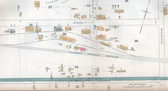 Canadian National Railways, Colborne, 1934 map detail