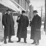 James McGlennon (centre) and two other gentlemen in front of Custom House, Colborne