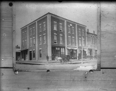 Photograph of Standard Bank, Apothecaries Hall, and Cloth Hall V.G. Cornwell, King St. East, Colborne, Cramahe Township