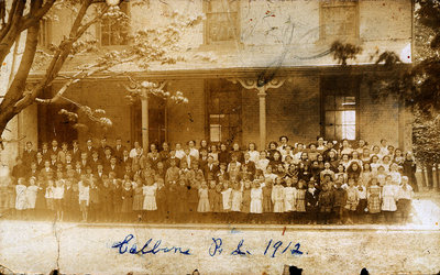 Postcard of Continuation School, King and Kensington streets, Colborne, 1912