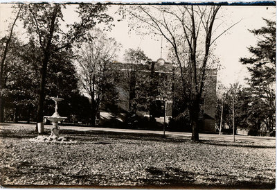 Colborne High School and fountain in Victoria Park