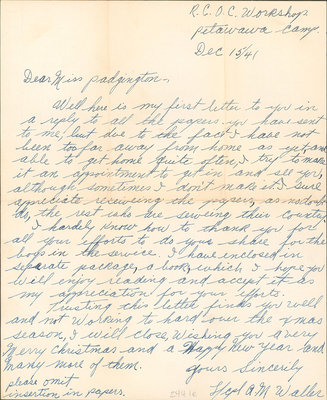 Letter from Albert M. Waller to Eliza J. Padginton.