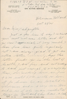 Letter and postcard from Albert M. Waller to Eliza J. Padginton.