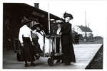 Colborne women modelling Miss Culver’s hats, Grand Truck Railway Station, Colborne, Cramahe Township