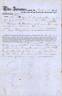 Indenture of Bargain and Sale, Mr. Ira Purdy to Mr. Geo. H. Hawkins, 26 March 1859