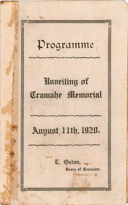 Unveiling of Cramahe Memorial Programme, 11 August 1920