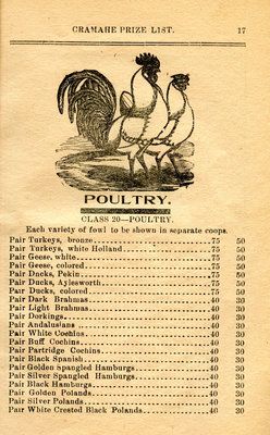 Exhibit, Cramahe Agricultural Society, Poultry, p.17