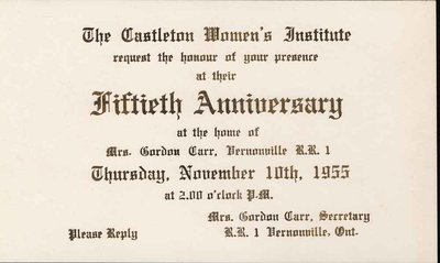 1955 Castleton Women’s Institute 50th Anniversary Invitation