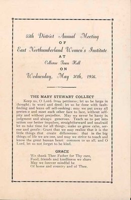 1956 Women’s Institute East Northumberland 55th District Annual Meeting, Colborne