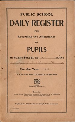 1911 No. 18, Brighton and Cramahe School Records