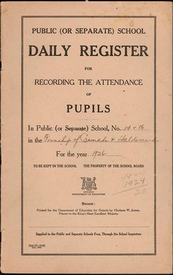 1926 No. 14 & 16, Cramahe and Haldimand School Records