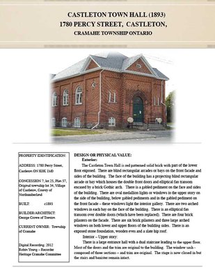 Cramahe Heritage Designated Building - Castleton Town Hall