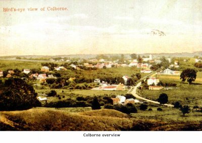 Aerial view postcard of Colborne