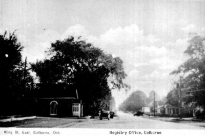 Postcard of Registry Office, King Street East, Colborne