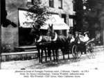 Dr. James Alyea, Mrs. Alfreda Westfall, Cliff Alyea, and Mrs. Mary Catherine Alyea in front of Donaghy’s furniture and picture framing shop, Colborne, Cramahe Township