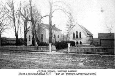 Postcard of Trinity Anglican Church, Colborne (also known in the area as the English Church)