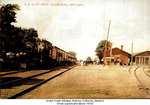 Postcard of locomotive pulling into Grand Trunk Railway Station, Colborne, Cramahe Township