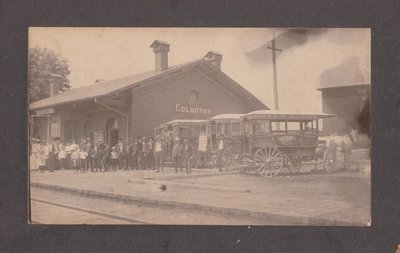 Grand Truck Railway Station/Canadian National Railway Station, Colborne. "Coyle House" can be seen on one of the coaches.