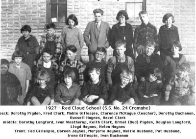 Class photograph, Red Cloud School, School Section 24, Colborne, Cramahe Township, 1927