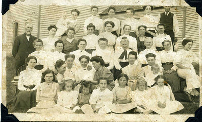 Group photograph of Beatrice Belinda Allen and unidentified people, [?] Women's Institute Meeting