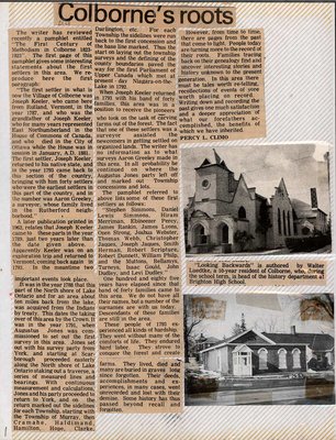 Colborne's Roots - newspaper clipping