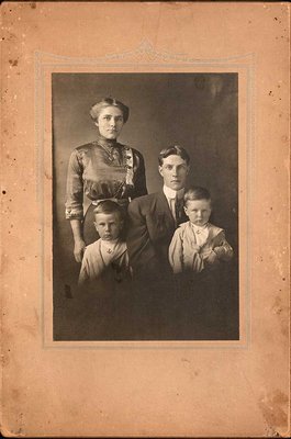 Studio portrait of Frederick Gill Greenfield, Gertrude (nee Thickson) Greenfield , Reginald and Wallace