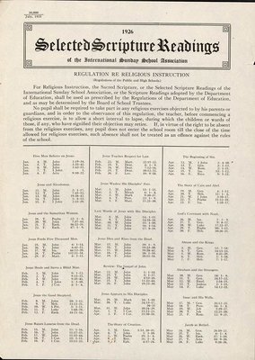 1926 Selected Scripture Readings of the International Sunday School Association Notice