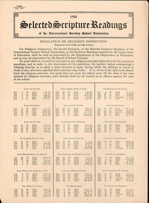 1928 Selected Scripture Readings of the International Sunday School Association Notice